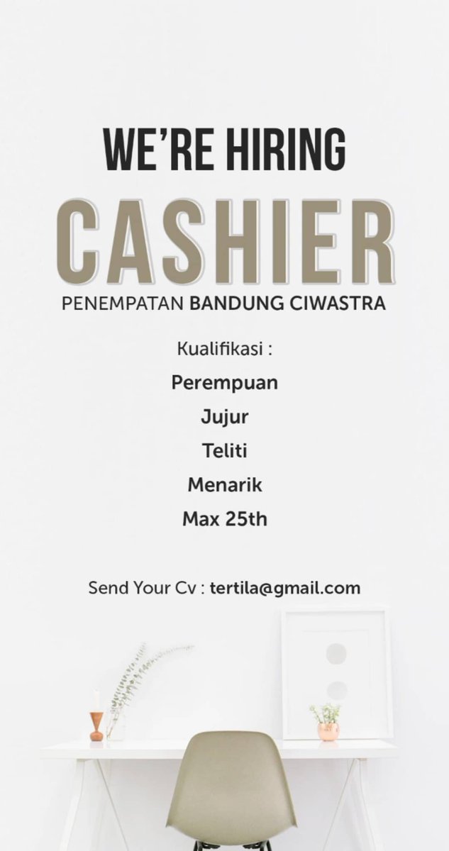 tertila14's tweet photo. We Are HIRE URGENT

@infobandung @infobdg @kulinerbdgjuara @jobbdg @infolokerbdg @LokerBdg @infobursakerja @bdgevent @KulinerBDG @BANDUNG_KULINER @persib @LowonganBandung @jobbdg @infokerjabdg @KabarLoker @Info_Loker_ID @Infobubat @InfoCiwastra @twitlowongan https://t.co/iP8DnKo7wz