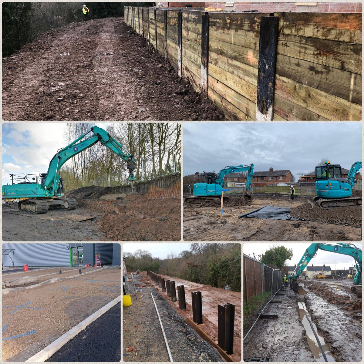 DWM_Civils's tweet photo. Last week projects in photos! DWM projects this week consist of king post in Crewe, sheet piling in Telford, new road formation in Rudheath, external works in Beeston and Manchester City Centre. #deliveryingprojects https://t.co/S3jrkNDjBv