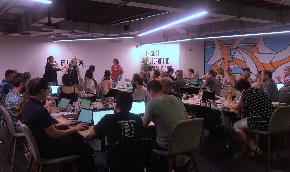 space3ed's tweet photo. Wrapping up today’s #DOACTIONPERTH event at #FLUX with each of the teams sharing their progress of the day. With 8 teams &amp; 8 websites almost ready to go live - stay tuned for the finished products coming soon⚡️ https://t.co/tBwfH8uIs5