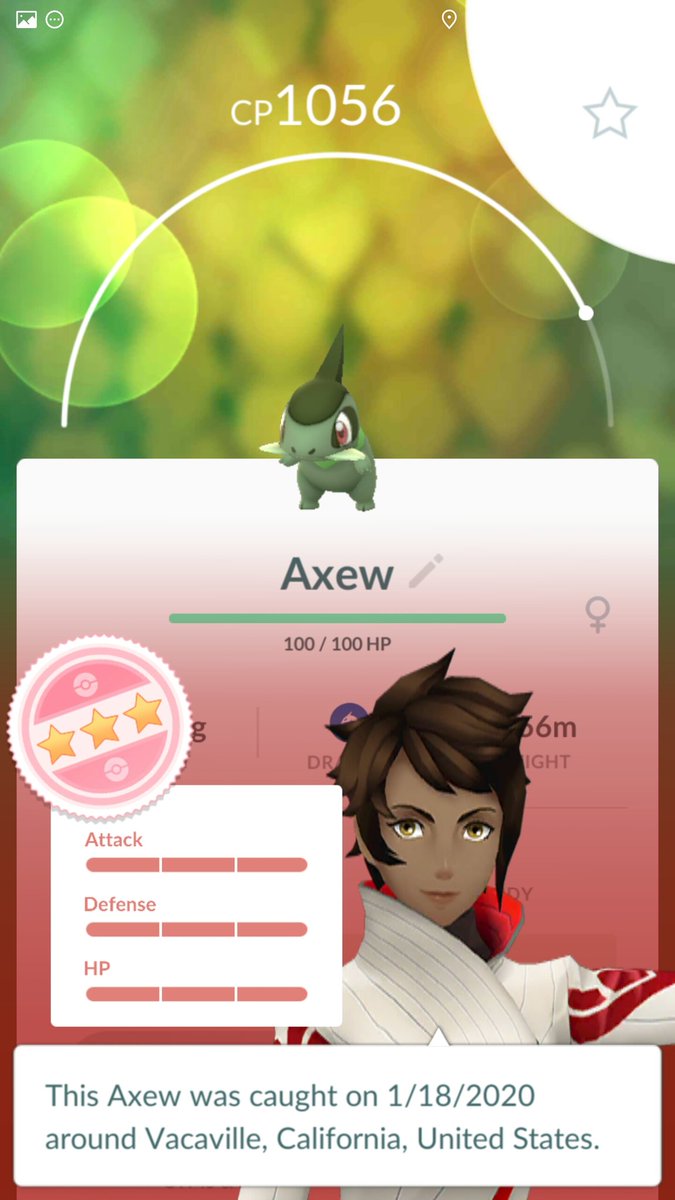 Iv Coord Updates Pokemongo در توییتر Axew Cp1056 L27 Rarest 38 3754 122 001