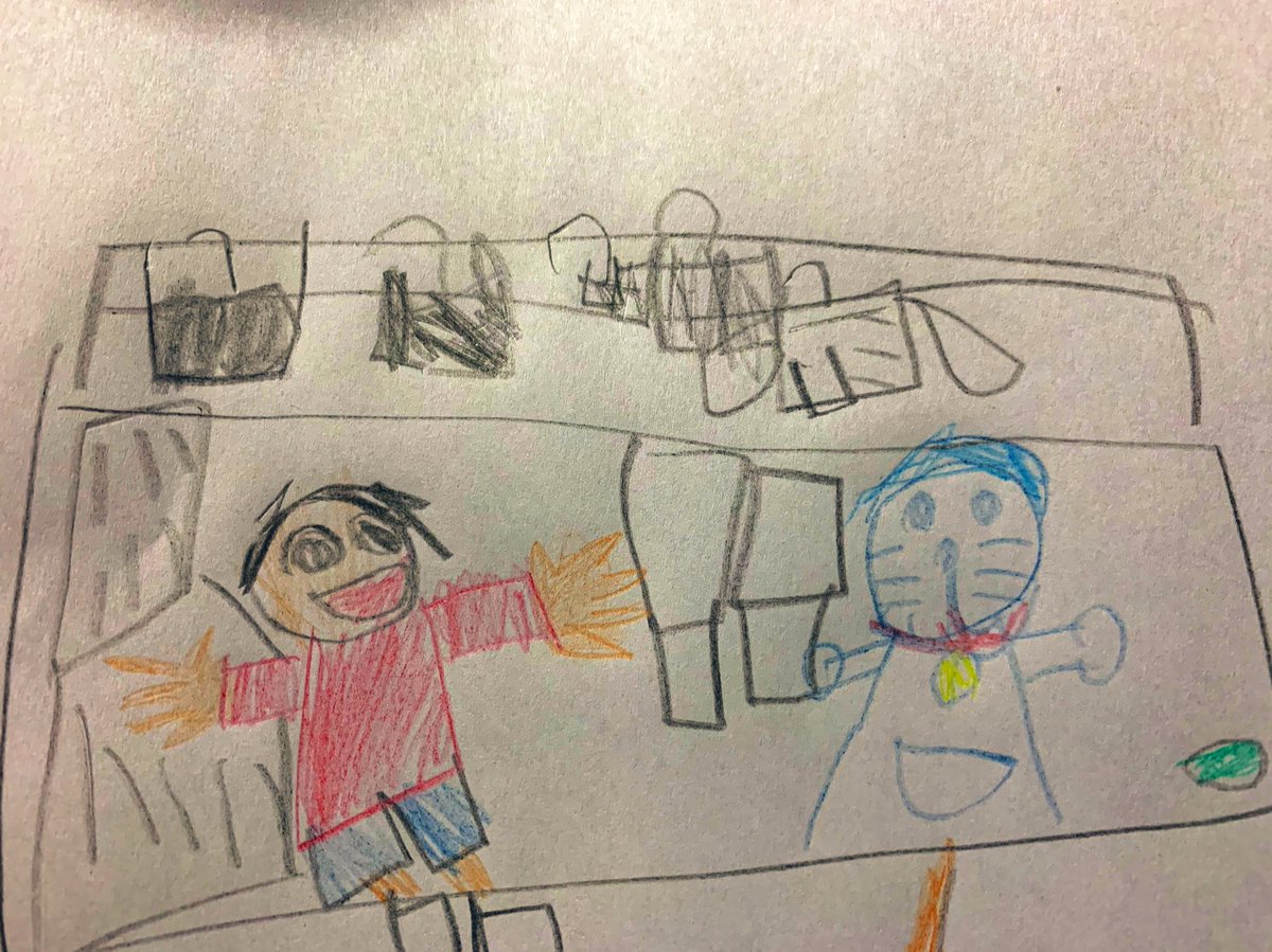 長月香佑 姪っ子の画力を見てください 特徴をとらえたのび太とドラえもん