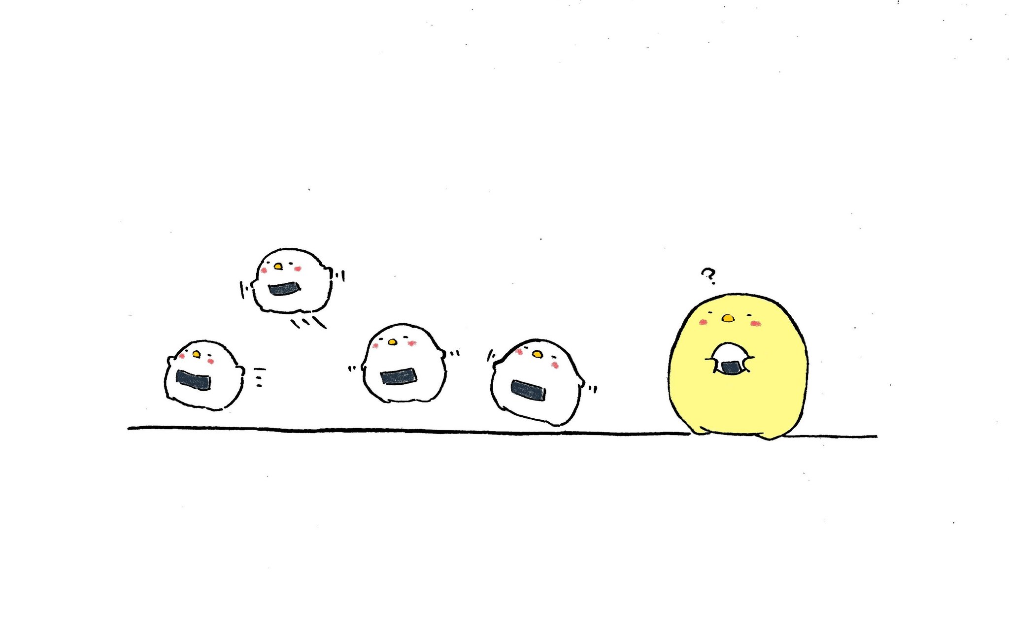 うぱ おにぎりが逃げ出したと思ったら 鳥だった イラスト 絵描きさんと繋がりたい おにぎり T Co Y1gluhbd0y Twitter