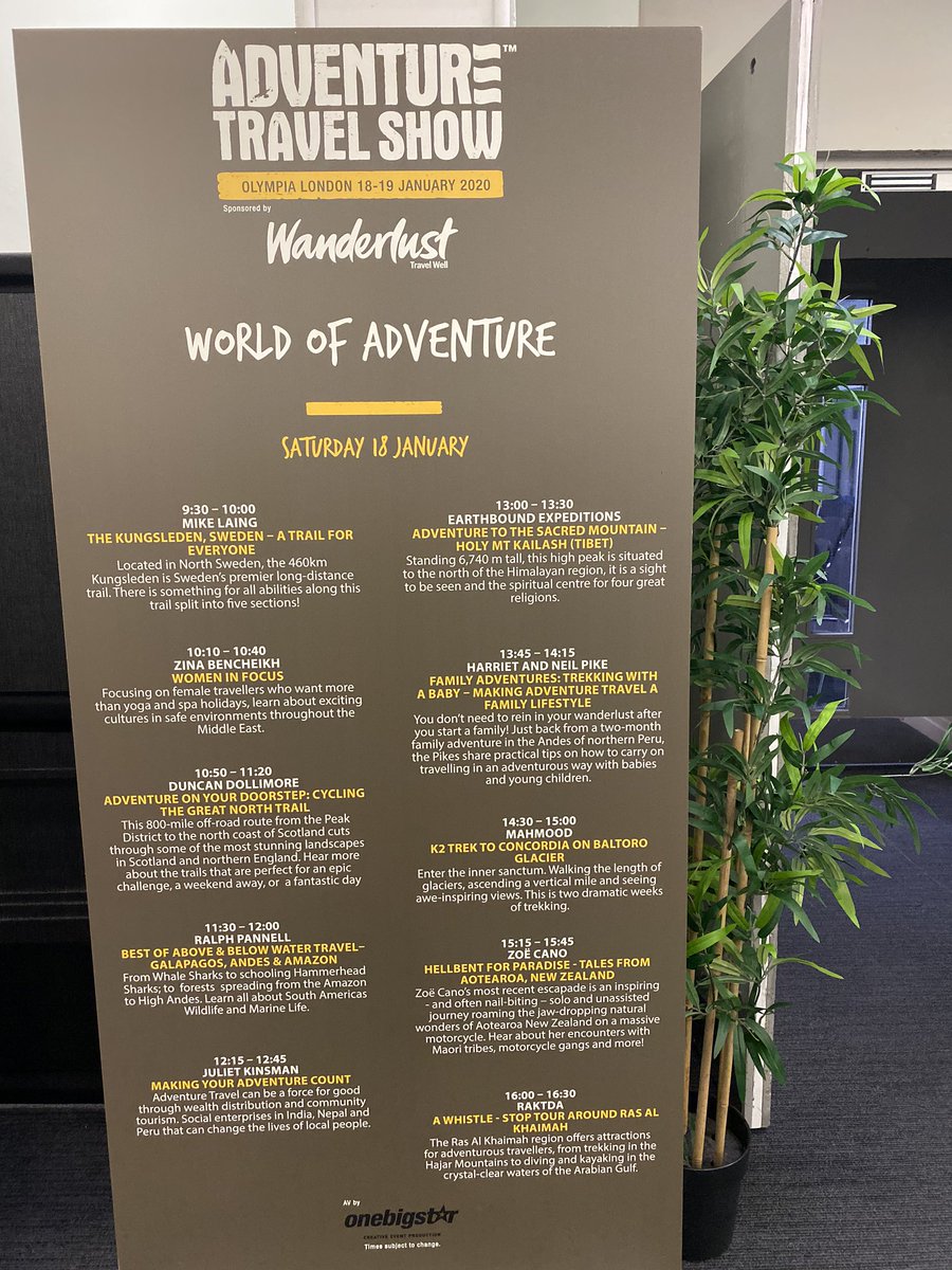 Our Saturday talks timetables! #adventuretravelshow