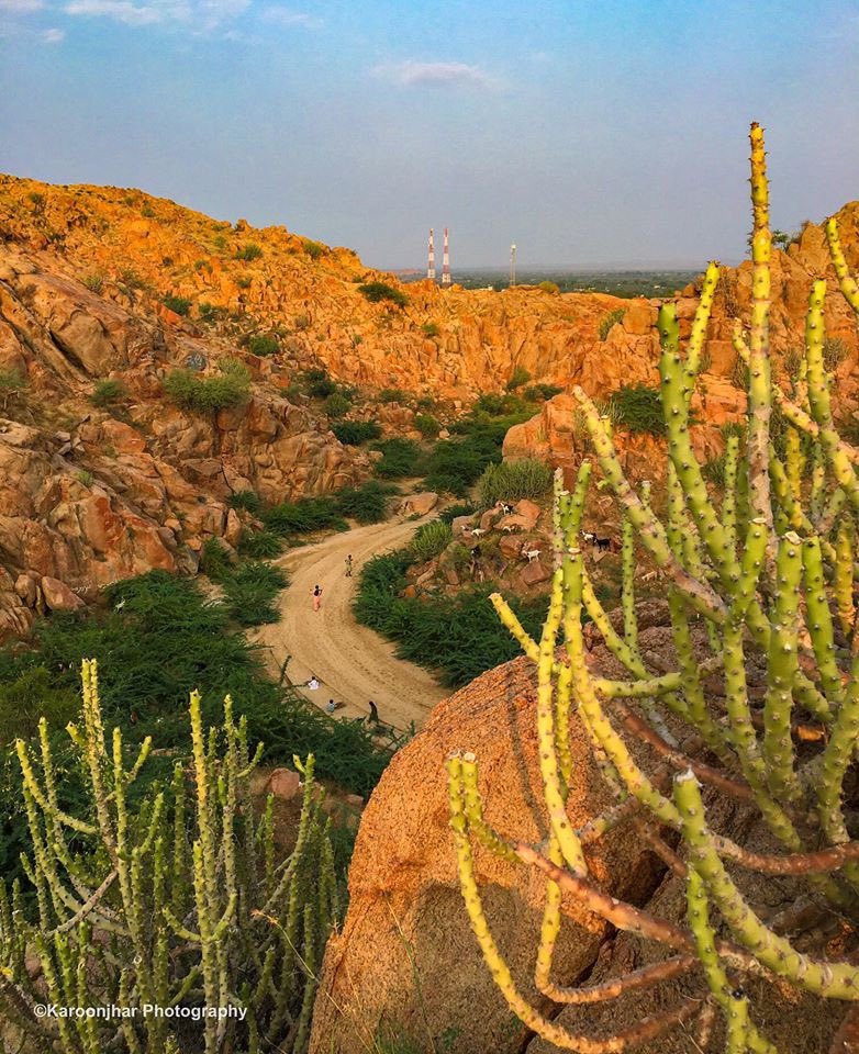 visitthar1's tweet photo. NangarParker, an ancient town about 130 km from Mithi is situated on the lap of the Karunjhar hill. The red granite stone color of this mountain of red granite color appears to change with the sunlight. Courtesy by BBC #geographyteacher #PictureOfTheDay #picture #beauty #VisitPak https://t.co/Wvcq6IMiTC