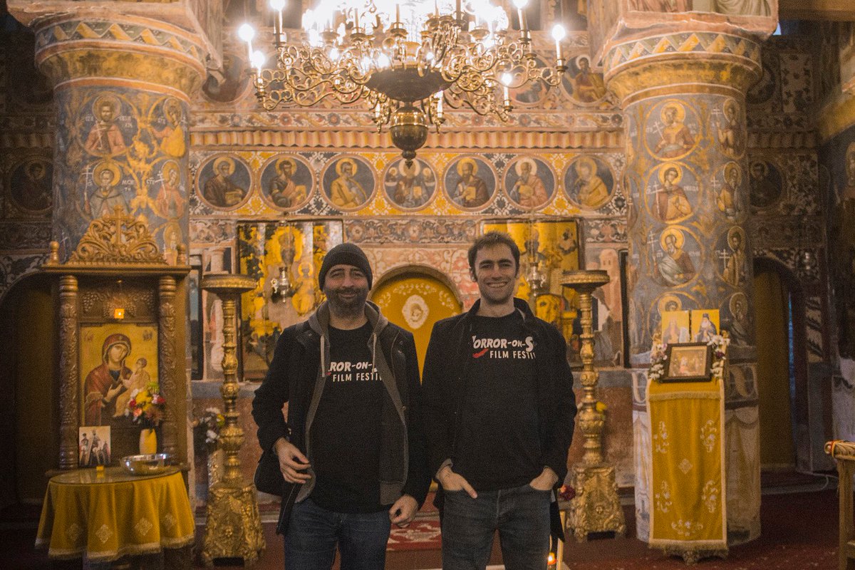 GrimeHorror's tweet photo. Around Halloween the founders of @GrimeHorror took our @HorrorOnSea t-shirts to the home of horror: Dracula's castle &amp; burial place in Romania. #TshirtsOnTour today we're bringing them home! See you all soon #followthehand https://t.co/NqzQ4Osl2x