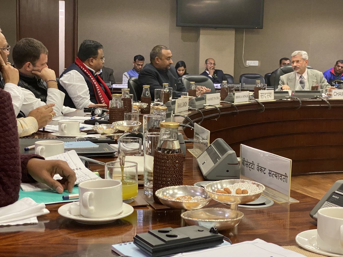 Just finished a lively meeting of the ConsultativeCommittee on ExternalAffairs today chaired by ⁦@DrSJaishankar⁩. ⁦@RahulGandhi⁩ was in his element &his probing questions elicited candid responses (both must stay off the record alas!) Parliamentary democracy in action