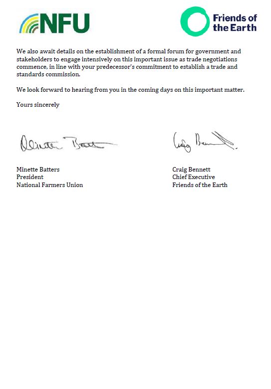 Here's a copy of letter that @Minette_Batters @NFUtweets & myself sent to #TheresaVilliers @DefraGovUK after the @oxfordfarming conference, and covered in today's @thetimes newspaper

Standards must be maintained post-Brexit and also applied to food imported from other countries