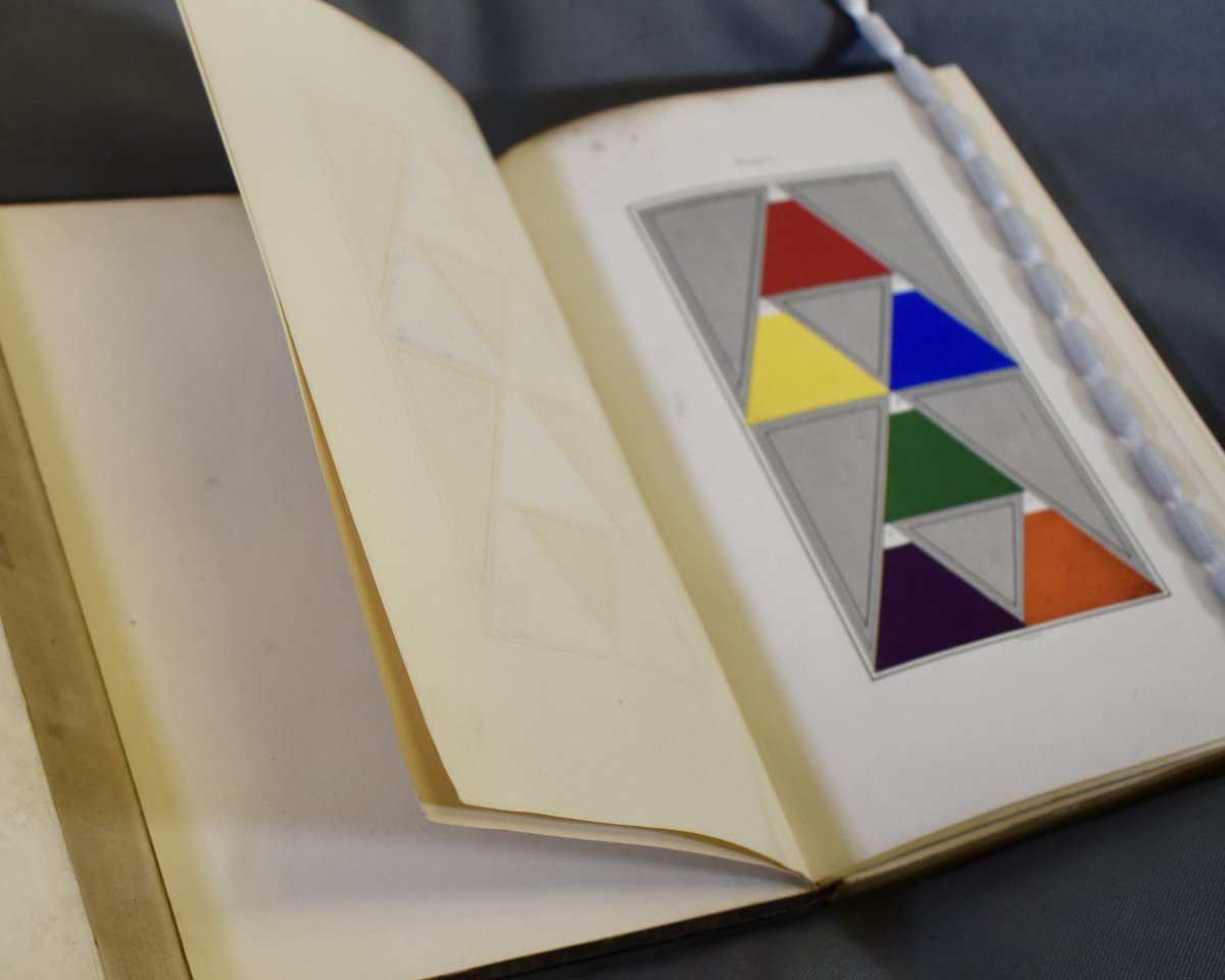 ColourShaping's tweet photo. David Ramsay Hay's 'A Nomenclature of Colours' (1846). The combinations of coloured triangles capture the nuances of  chromatic theory and language, as in the distinction between “Tints of red and shades of green” and “Tints of green and shades of red”. 

https://t.co/JXj8T05wtO https://t.co/IV2zFHvdVI