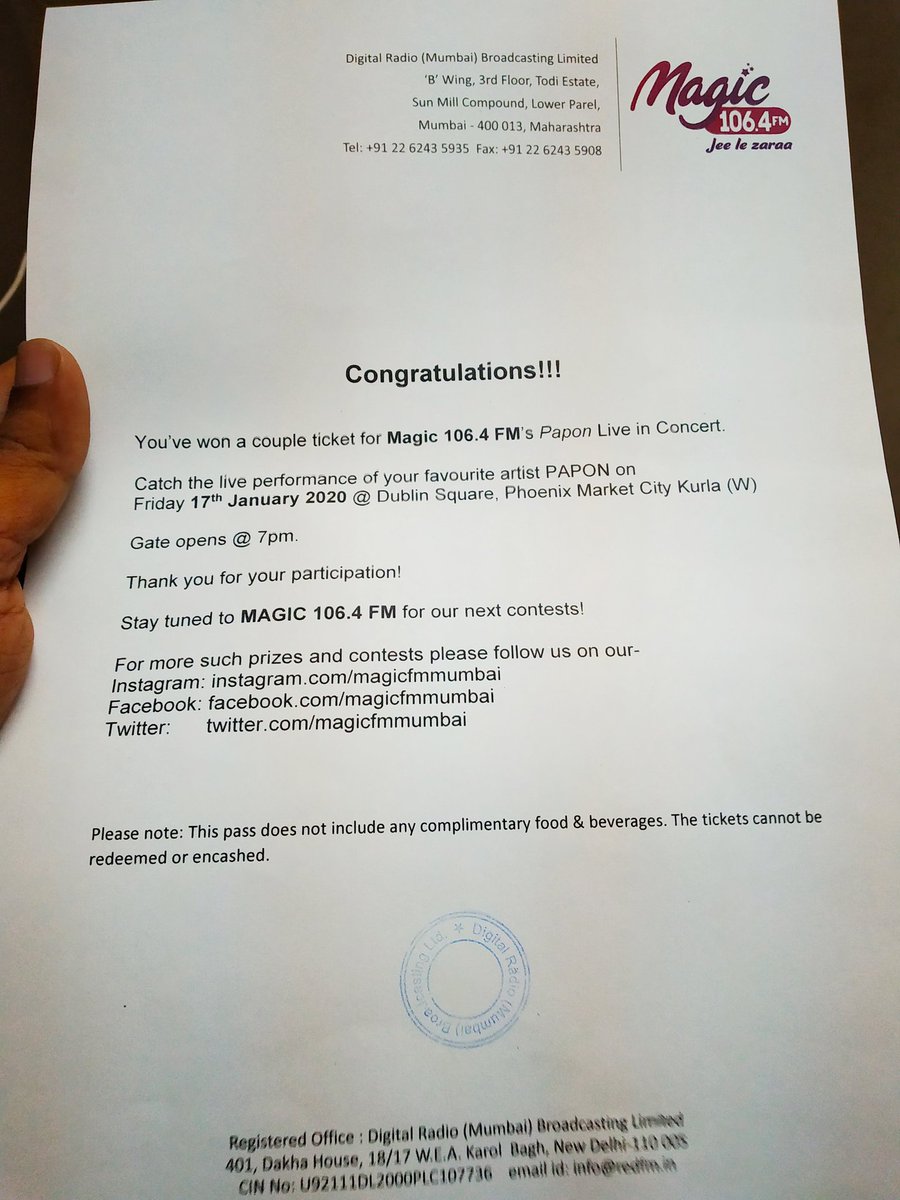 SANJAYRAJAK79's tweet image. What an amazing💕😍😍✨💕😍 evening, mind blowing performance, special
@paponmusic @magicfmmumbai
#MagicFmMumbai #JeeLeZaraa #papon #paponlive #mumbaimusic #bollywood #bollywoodmusic #mumbaiconcert #livemusic #concert #bollywoodconcert #mumbai #fridaynight