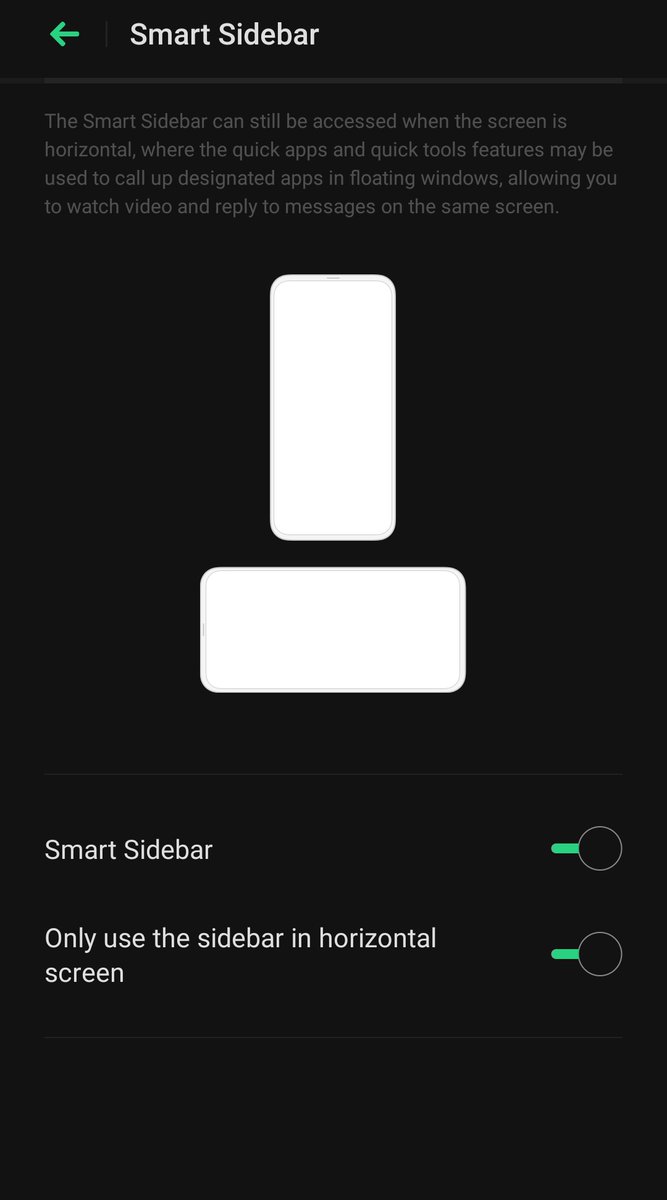 Asudeep_mandal's tweet photo. @stufflistings Yes it was there before in realme devices ( from the date I purchased Realme 5pro &amp; color OS6) and we have an option to either enable/disable this. Works mainly in full-screen mode!
#smartSidebar https://t.co/uiX2UjLEHD