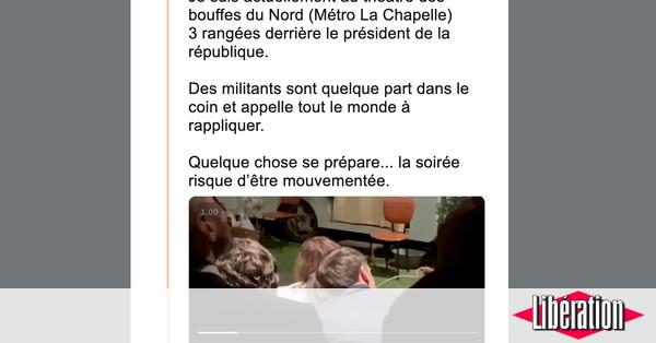 CheckNewsfr's tweet photo. Taha Bouhafs a-t-il été le premier à signaler la présence de Macron au théâtre hier soir? https://t.co/iPBzzY7kpN https://t.co/XcV8npeeIH