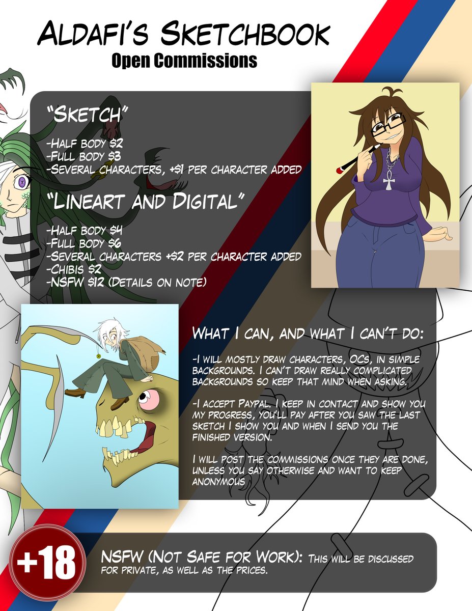 AlanDavidFitzi's tweet photo. Les dejo mi hoja de comisiones :3 Too cheap? Yes! #Commission #commissionsopen #commissionart https://t.co/GQa60hb3BC