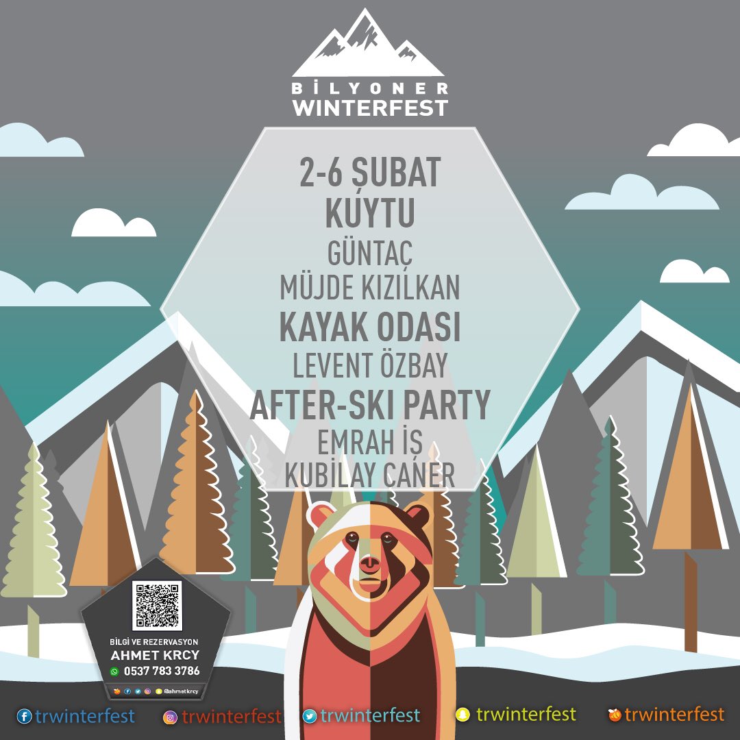 trWinterfest's tweet photo. 🏂#Winterfest2020
📆02-06 Şubat arası
📍#Uludağ
🏢Etkinlik programı
📞Bilgi ve Rezervasyon
W | +90 (537) 783-3786

#ceza #normender #burakyeter #abdullahinal #anılpiyancı #furkancavusko  #leventözbay  #emrahiş #kubilaycaner #güntaç #güntaçözdemir #müjdekızılkan #music #festival https://t.co/SsHD0APEni
