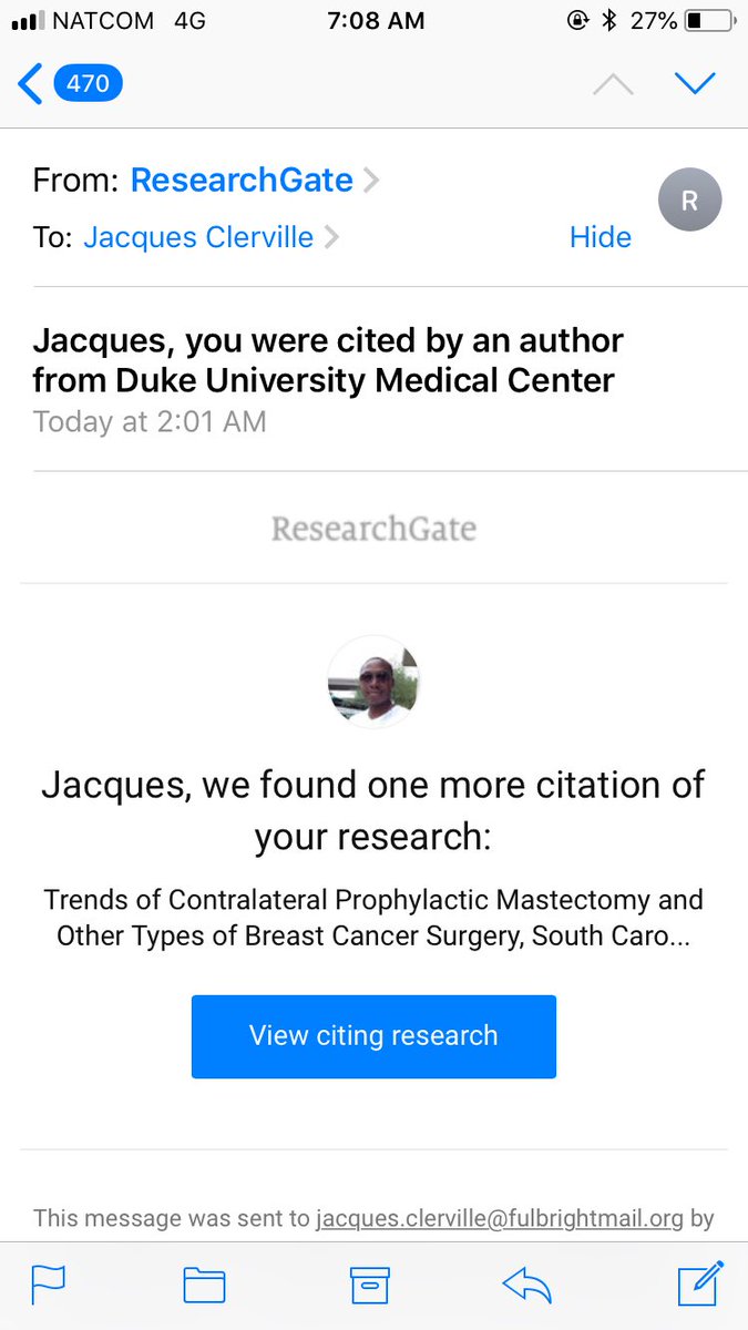 docjackito's tweet photo. That moment you realize your article has been cited for the first time by another researcher. #breastcancersurgery #southcarolina #contralateralprophylacticmastectomy #breastcancer #unilateralmastectomy #dukeuniversity https://t.co/tFLYZNrV0Y