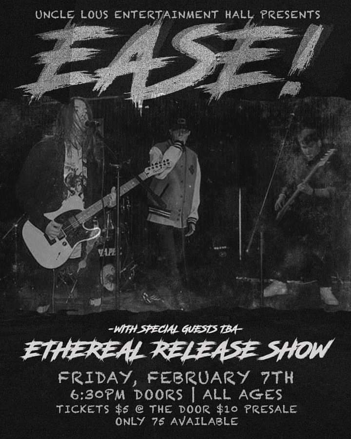 🖤🖤Hey Everyone🖤🖤

We're going to be playing @Easeorl Ethereal Release Show with <a href="/Northstreetfl/">Northstreet</a>

It's going to be at Uncle Lou's in Orlando on February 2nd. Tix are $10 at the door. 

See you there!