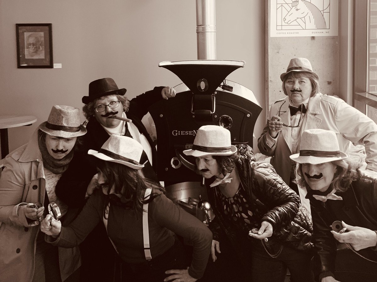 inventing101now's tweet photo. The Gumshoe Gals of Clued Upp Durham Detective Day may not look like they have their act together, but do not be deceived! We are sharper than we look (at least we hope so)! #cluedupp @CluedUppHQ https://t.co/xAzDgbWWE3