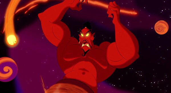 Interestingly Genie (1993) has no nipples in the movie, BUT when Jafar becomes a genie, there are very subtle hints of nipples in his design. Both live action Genie & Jenie have nipples.