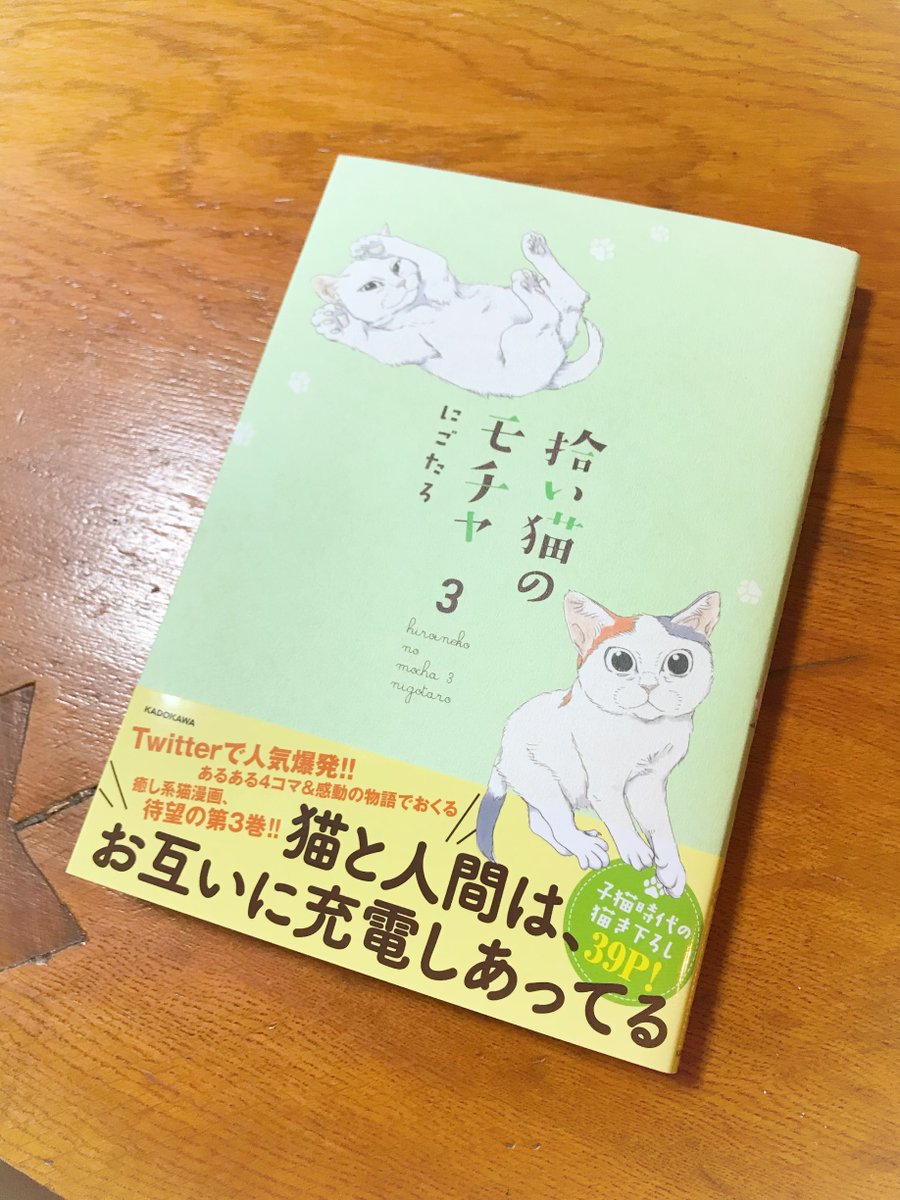 にごたろさん(@vriGOpzvmMRE5Dv)の「拾い猫のモチャ3」の献本をいただきました!3巻はモチャとミルクの赤ちゃん時代が描き下ろされていて、命の尊さを考えさせられました。いつもなんですけど、モチャを読んだ後は猫が吸いたくなります(尚吸ったことはない)素敵なご本ありがとうございます?!! 