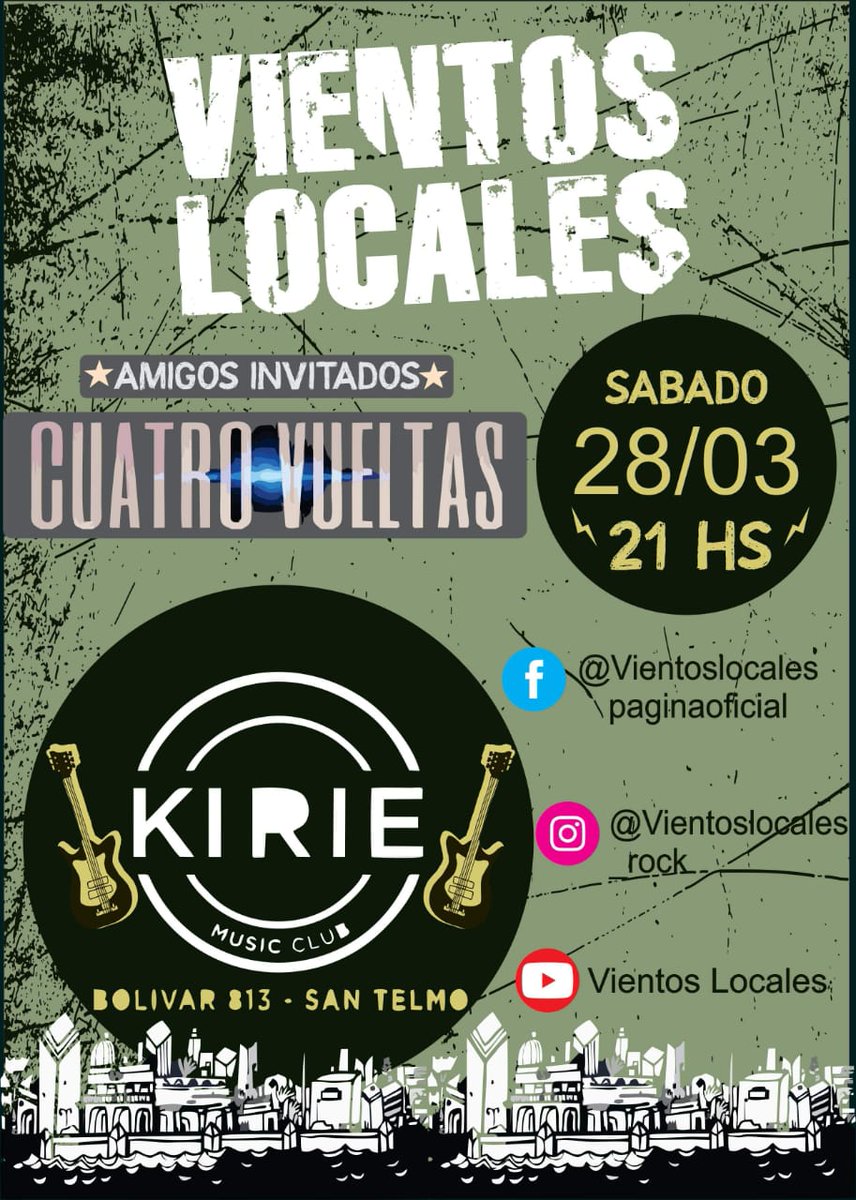 Volvemos a los escenarios !!
Sábado 28 de marzo
#Kirie de san telmo.
Ahi te esperamos!!