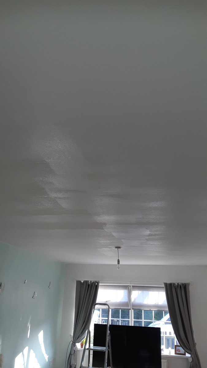 NTorranoHarling's tweet photo. Steady Saturday morning job. Only the ceiling to paint. Fair size though. Finished with 2 coats of @JohnstonesTrade #Covaplus white๐ https://t.co/sOTqBnk3A1