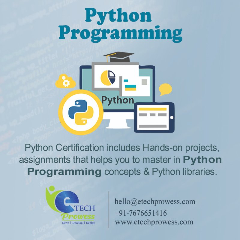 EtechProwess's tweet image. For More Details: etechprowess.com
or Call on : +91-7676651416
#PythonautomationtestingtraininginJPnagar
#PythonautomationtraininginJPnagar
#PythonautomationtestingtraininginBangalore
#PythonautomationtraininginJPnagarBangalore