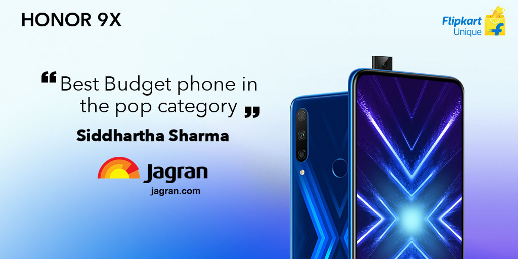 Honor India (@hihonorindia) on Twitter photo Siddharth Sharma from <a href="/JagranNews/">Dainik Jagran</a> is all praises for #HONOR9X being the best budget smartphone with a pop-up selfie camera. You can get a first-hand experience of this fabulous feature starting 19th January 2020 at just ₹12,999!
Know more: bit.ly/honor9x-LP Siddharth Sharma from <a href="/JagranNews/">Dainik Jagran</a> is all praises for #HONOR9X being the best budget smartphone with a pop-up selfie camera. You can get a first-hand experience of this fabulous feature starting 19th January 2020 at just ₹12,999!
Know more: bit.ly/honor9x-LP