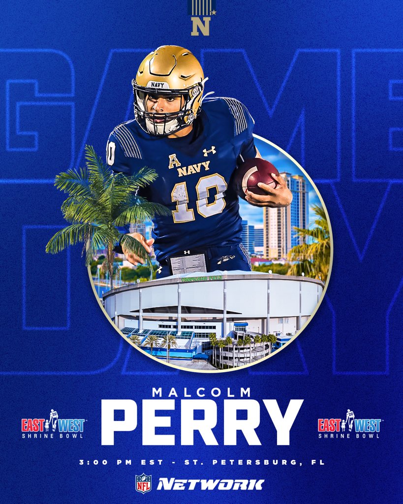 NavyFB's tweet photo. It’s Gameday for two of our own on @nflnetwork!

First up: Malcolm Perry in the @ShrineBowl at 3:00 PM

Followed by: Michael Pifer in the @NFLPABowl at 7:00 PM

#NavyFB | #BuiltDifferent https://t.co/hkoWwOLAzv