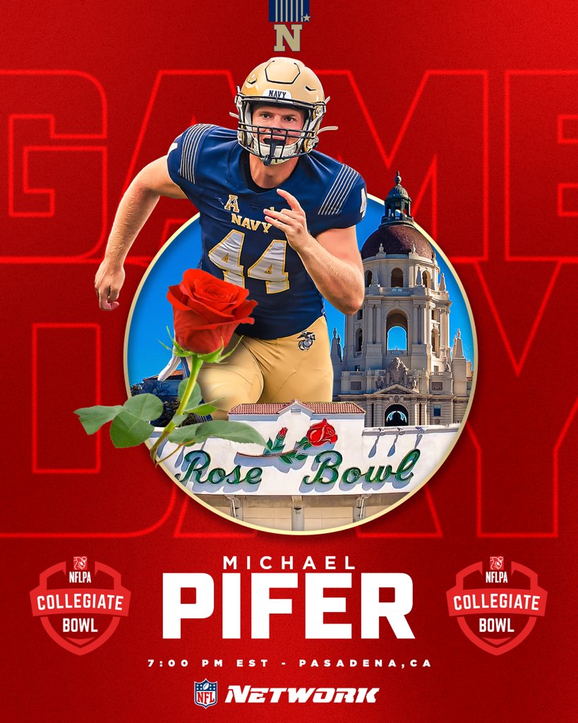 NavyFB's tweet photo. It’s Gameday for two of our own on @nflnetwork!

First up: Malcolm Perry in the @ShrineBowl at 3:00 PM

Followed by: Michael Pifer in the @NFLPABowl at 7:00 PM

#NavyFB | #BuiltDifferent https://t.co/hkoWwOLAzv