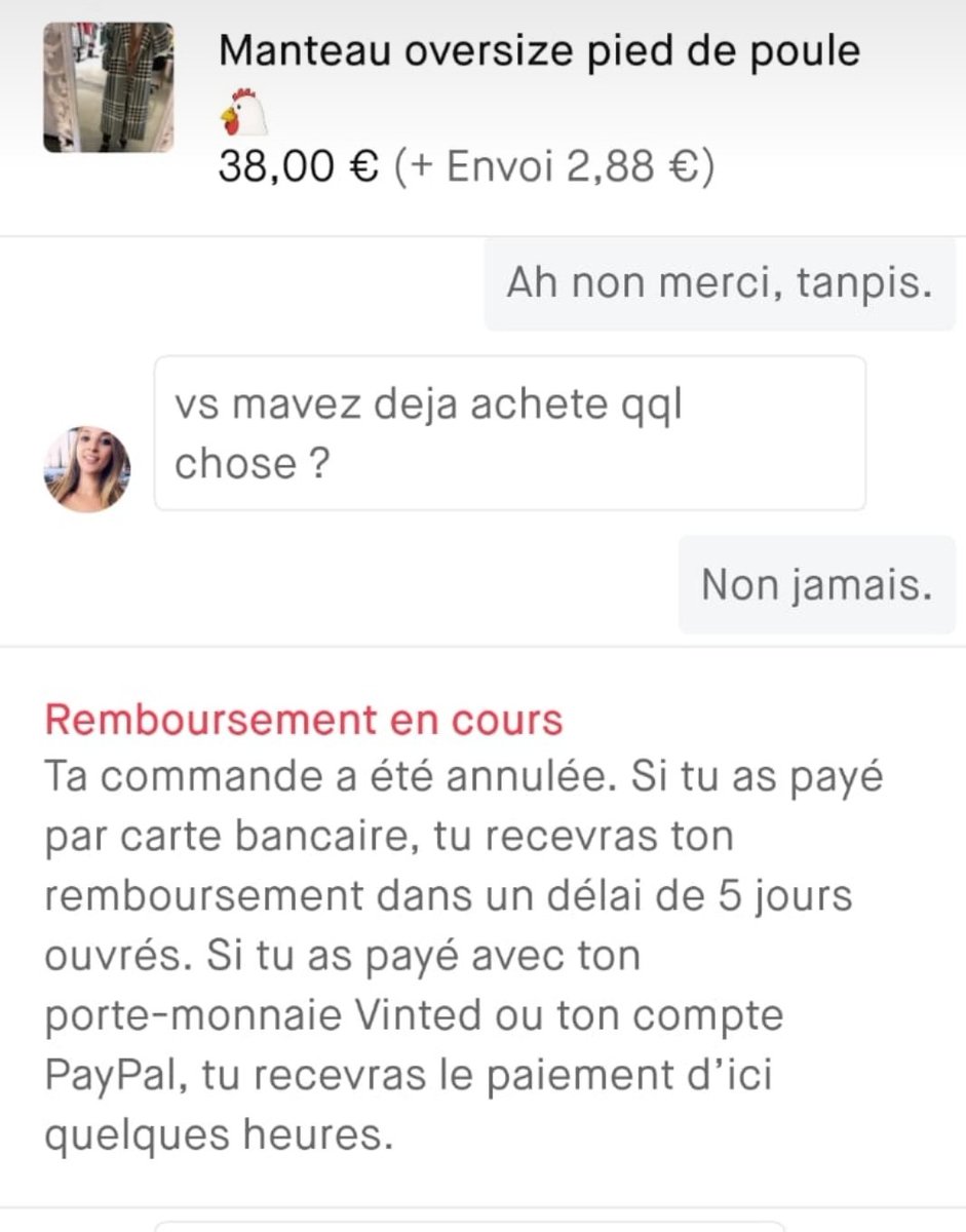 DoniPoupi's tweet photo. @VintedAide @vinted Preuve du remboursement https://t.co/I0SX67PB0z