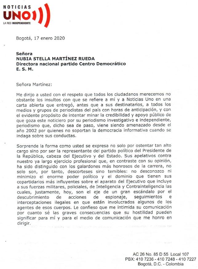 NoticiasUno's tweet photo. #NoticiasUno | Respuesta de la directora de @NoticiasUno al @CeDemocratico

@elespectador @ELTIEMPO @RevistaSemana @BluRadioCo @WRadioColombia @rcnradio @CaracolRadio https://t.co/4AX3uXI63s
