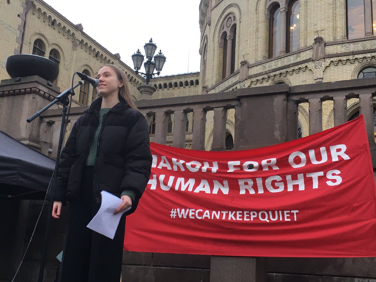 KARINE GRINDAHL, 16-year-old junior health advisor for PlanUngdom, gives a speech at the Women’s March Norway “March for Our Human Rights” event in Oslo.

#WeCantKeepQuiet #WomensMarchNorway #WomensMarchNorway2020 #WomensMarchGlobal #MarchForOurHumanRights @PlanYouth @PlanNorge