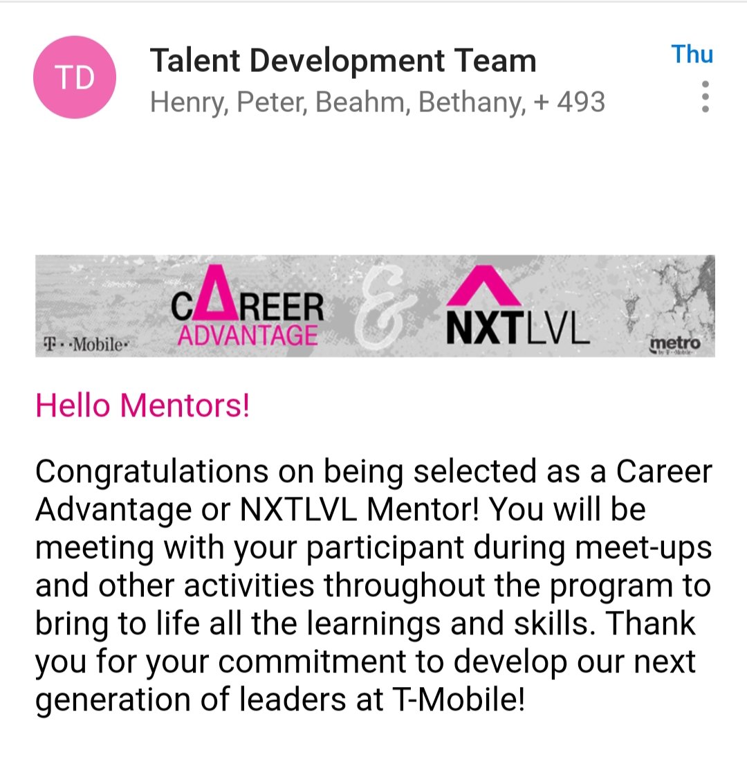 CHueser's tweet photo. Grateful, thankful and honored to be a mentor in cohort 1 of Career Advancement! I've had many leaders impact me through the years @AlanLeser @meganpanicucci @sbmetrobytmo @MarcosMKinnison @realjsilber I cannot wait to get started! #TEAMTN #GLRPride #RockyTopRocks #PurpleLife https://t.co/ouE4lw9Thd