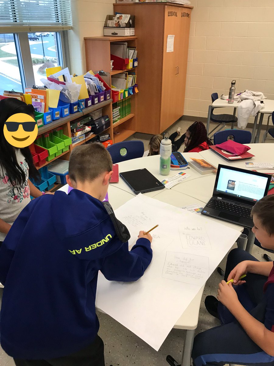 Ss working in groups to explore relationships in Edward Tulane! We LOVED our author study on <a href="/KateDicamillo/">Kate DiCamillo</a>! The students were hooked on The Miraculous Journey of Edward Tulane 😊