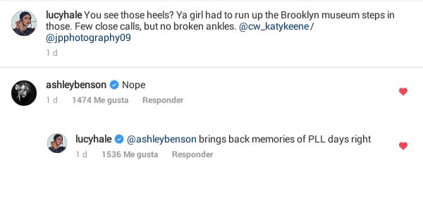 PLL_random's tweet image. El contenido que nos merecemos 😍❤️

 @lucyhale &amp;amp; @AshBenzo recordando las noches corriendo por los bosques de Rosewood con tacones🤣 
#PLL #PLLCast #PLLMemories #TaconesPorElBosque #LosBosquesDeRosewood
