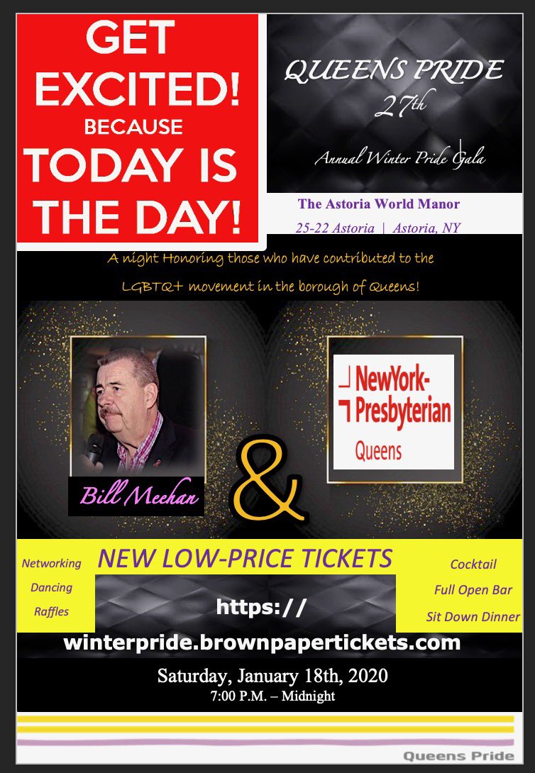 O Days Left!

Don't miss our 1st LGBTQ+ event of the year! That's right, our 27th Annual Winter Pride Gala is TONIGHT! 
From 7:00 PM to Midnight The Astoria World Manor
winterpride.brownpapertickets.com