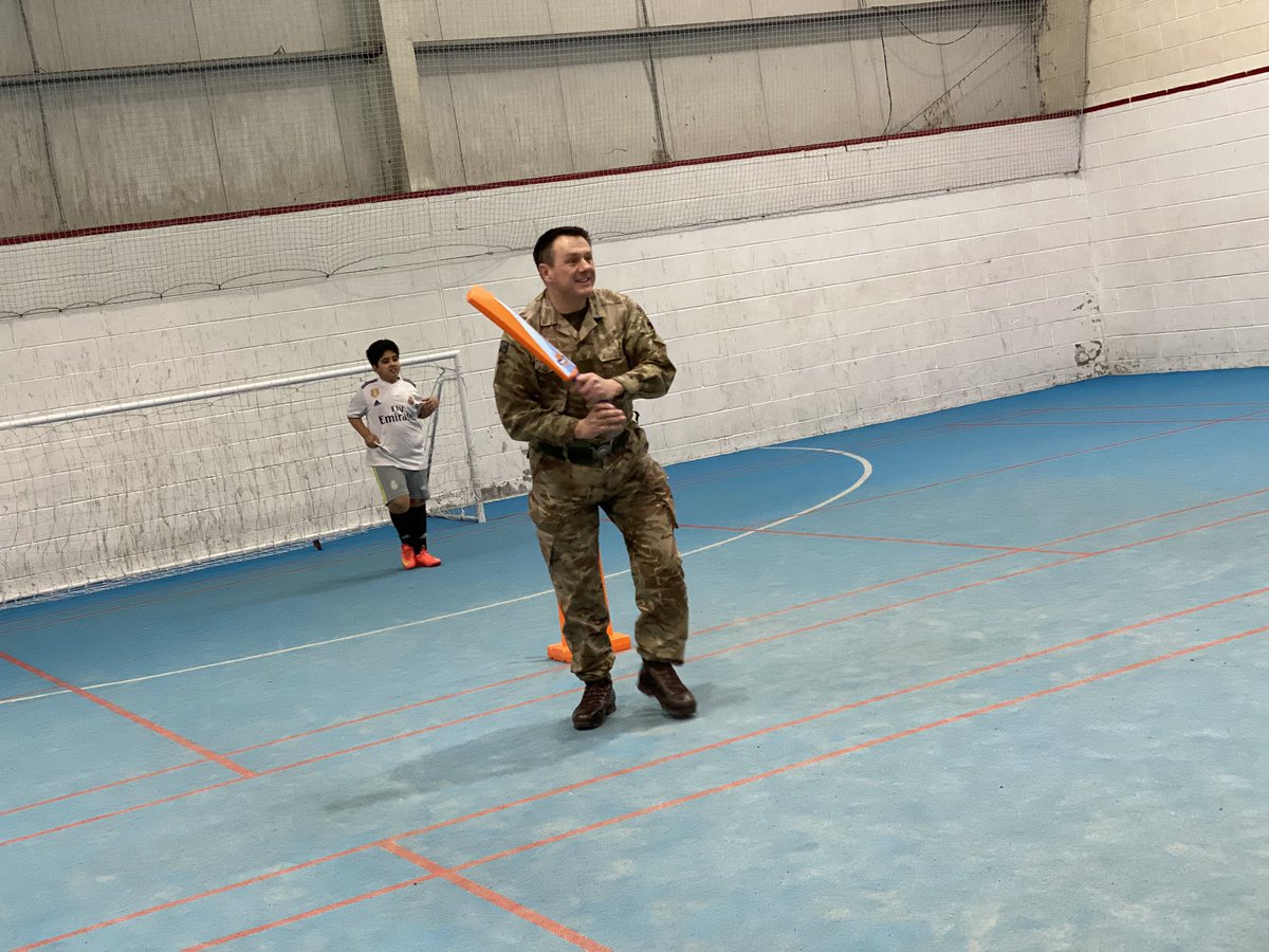 beap_c's tweet photo. The kids enjoying the football &amp; cricket session with Sgt Major Mark Hill MBE &amp; Riyad. Great session @MarkHillMBE @Ryan6299 https://t.co/tMTcMfMVlL