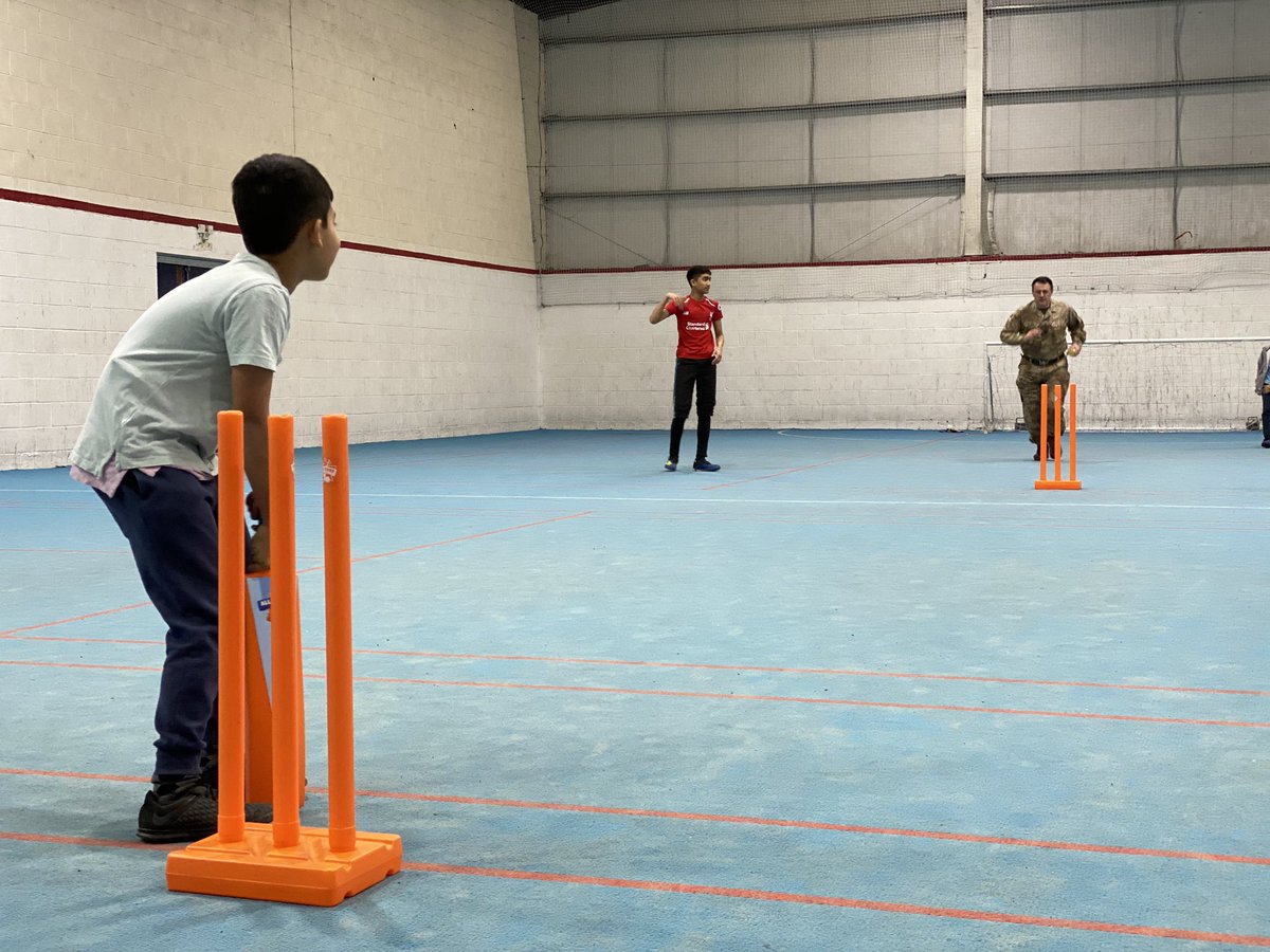 beap_c's tweet photo. The kids enjoying the football &amp; cricket session with Sgt Major Mark Hill MBE &amp; Riyad. Great session @MarkHillMBE @Ryan6299 https://t.co/tMTcMfMVlL