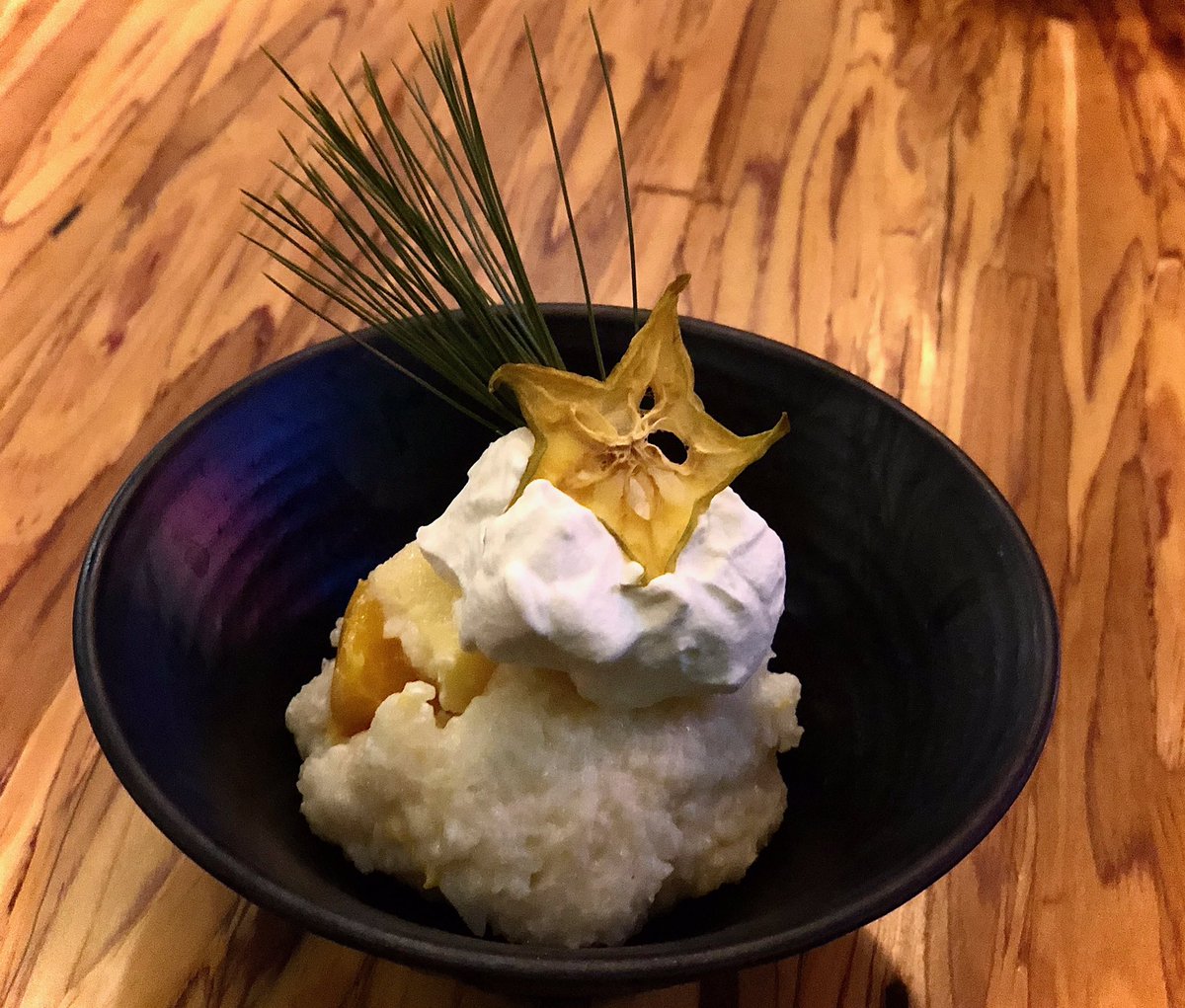 RamenBowls's tweet photo. #lawrencerestaurantweek only @RamenBowls #Slurp -Salt &amp; Pepper prawns house made dipping noodles. #Munch -Fried rice kimchi musubi. Smoked trout poke. #dessert -Coconut mango rice pudding with star fruit. #sip -cinnamon infused grog w/ white pine syrup. #getyourslurpon https://t.co/EZ3OrwmoBO