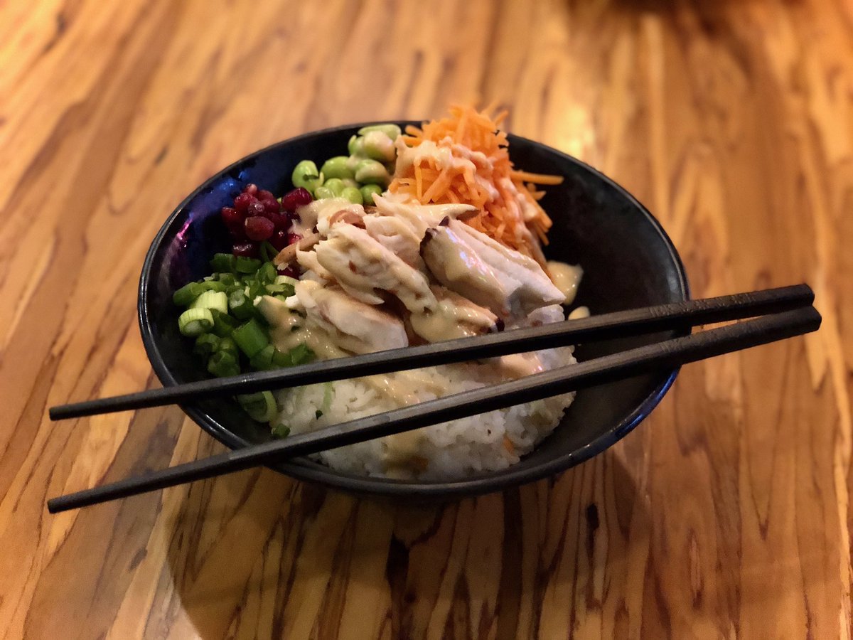 RamenBowls's tweet photo. #lawrencerestaurantweek only @RamenBowls #Slurp -Salt &amp; Pepper prawns house made dipping noodles. #Munch -Fried rice kimchi musubi. Smoked trout poke. #dessert -Coconut mango rice pudding with star fruit. #sip -cinnamon infused grog w/ white pine syrup. #getyourslurpon https://t.co/EZ3OrwmoBO