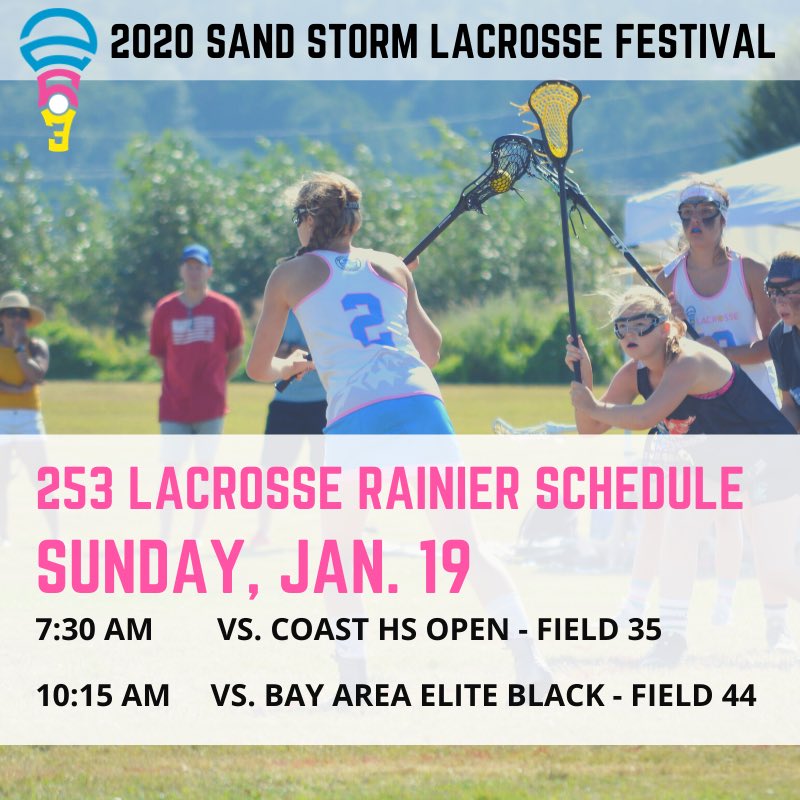 253lax's tweet photo. GAME DAY! 

Rainier game schedule for Sand Storm this weekend! We are looking forward to some tough competition in the sunshine. ☀️🥍 #253lax #SandStorm20 https://t.co/3VFYvtebcf