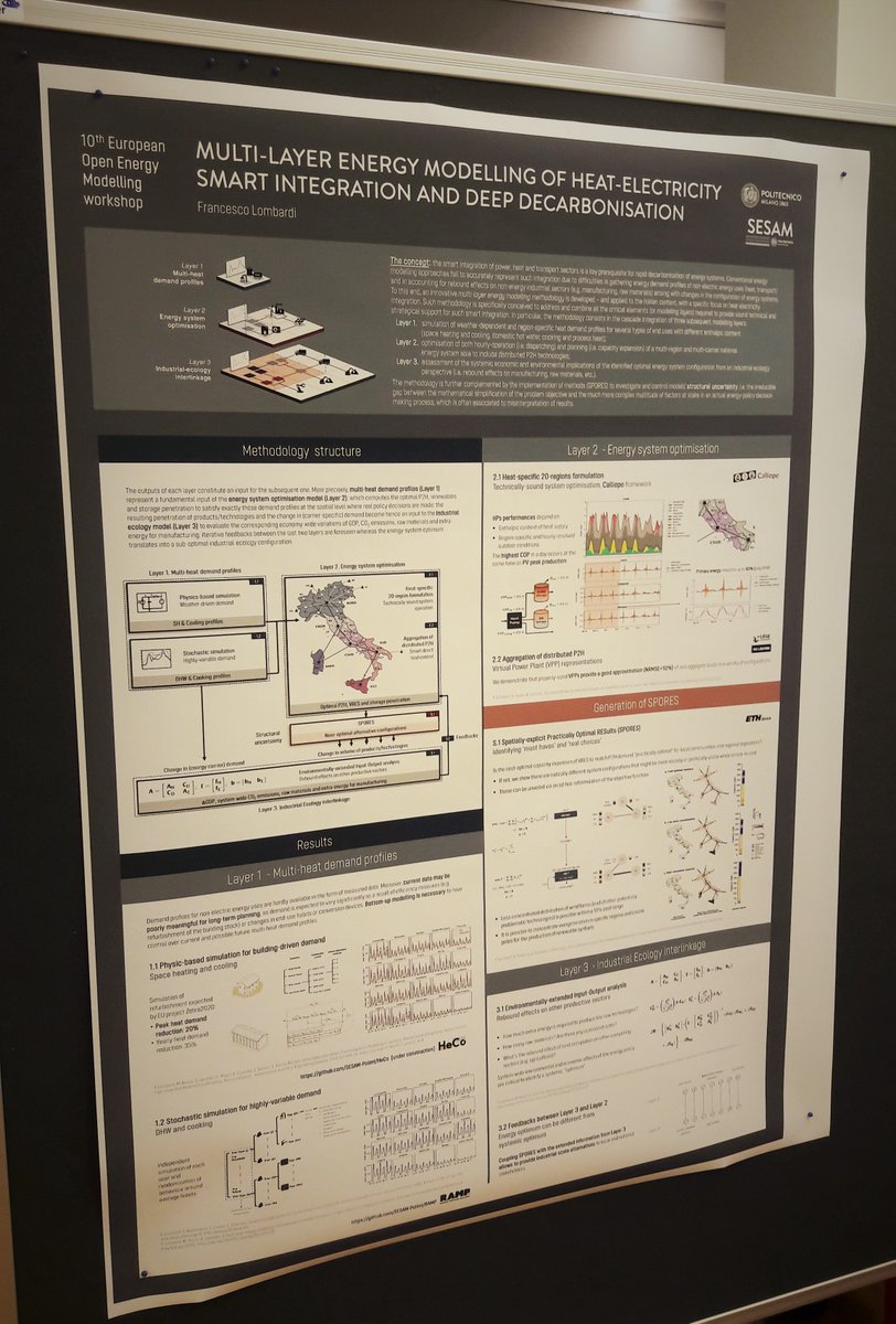 FrLomb's tweet photo. Deep and rapid #decarbonisation requires integration of electricity, heat and transport. But how to model the complexities of a sector-coupled #smartenergysystem? Check out our latest poster, presented at @openmod 10th workshop, here: https://t.co/gtbyD2y71z https://t.co/5bQQnrCP0h