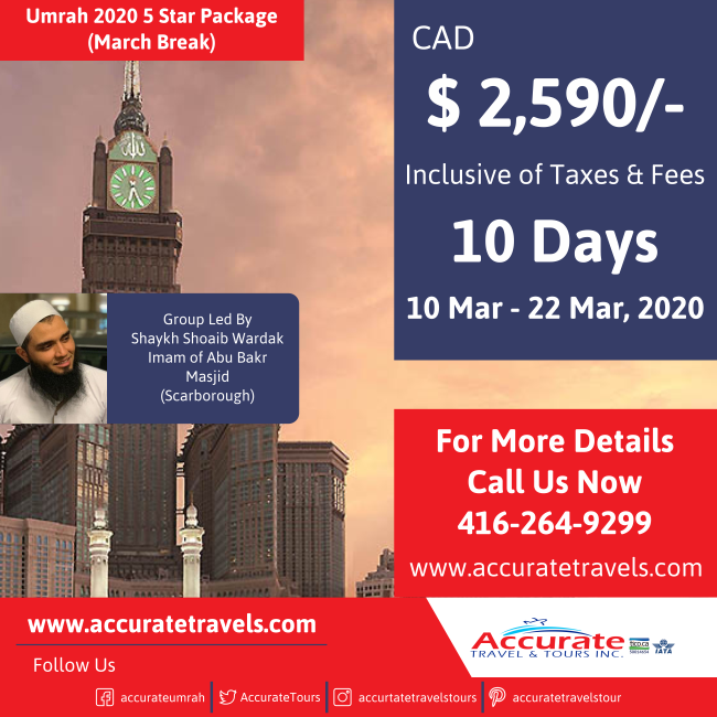 AccurateTours's tweet photo. March Break Umrah 2020 | Group Led By Shaykh Shoaib Wardak @BadatYusuf @Mathabah
 #umrahtour #umrahpackage #marchbreakumrah2020 #umrah2020 #umrahtrip #umrahpackages #yusufbadat #halalbookings #halaltours #muslimpackages #muslimtour #holyland #mecca #madina
https://t.co/FrSpFEnnXg https://t.co/a8dd5cBvkC