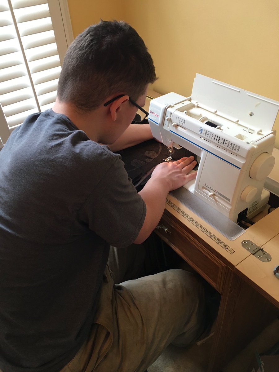 RPES_Heifetz's tweet photo. Teaching and learning aren’t just for Monday-Friday! My son wanted to make a pillow so I’m teaching him how to use the sewing machine! #LifeSkills #RealMenSew https://t.co/qBCuUdM2cs