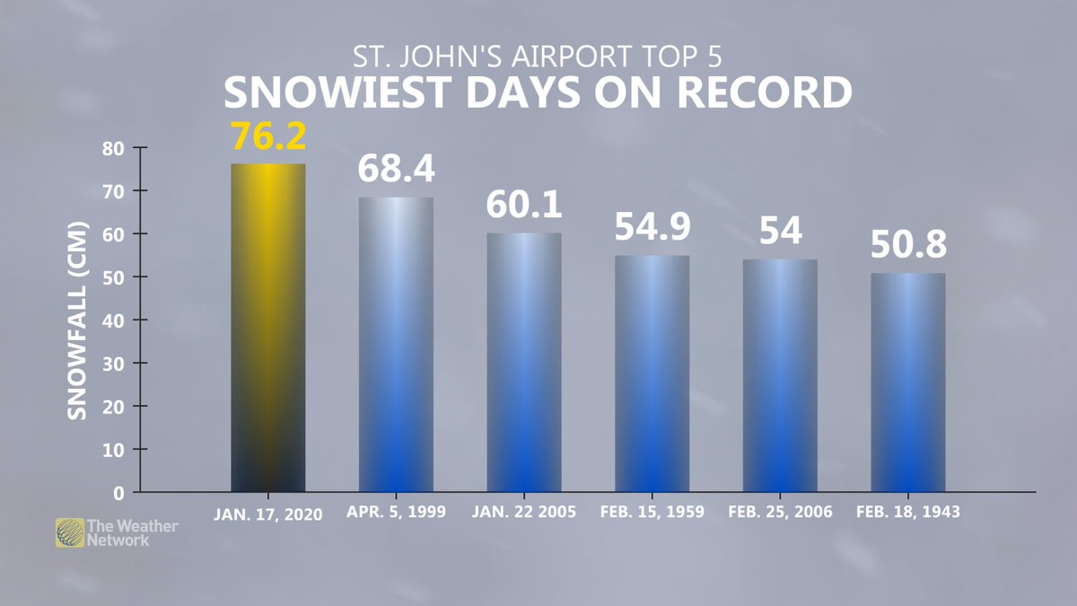 matt_grinter's tweet photo. What a historic blizzard to remember. Snowiest day recorded at St. John's airport with 76.2 cm of snow! #nlwx #NLBlizzard2020 #nlstorm #yyt https://t.co/0Tr5lezJzP