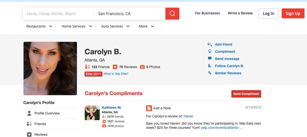 CassandraBank's tweet photo. YO @Yelp @yelpsf , someone has been impersonating me online and the yelp website has no way for me to report or dispute this. Any help please?! #yelp #yelpHELP https://t.co/QsWiLGzwhL