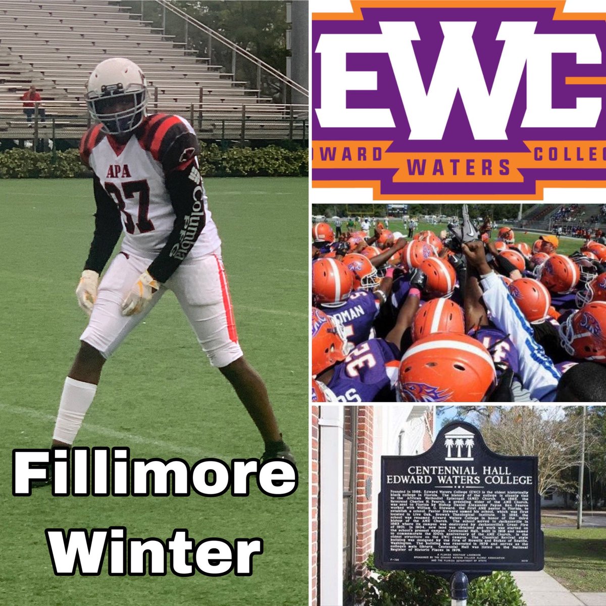 APACoachLeo's tweet photo. Congratulations to APA - TE/WR Fillimore Winter @chillafill on his D2 offer from Edward Waters @EWCAthletics @COACHJDESSEIN Well deserved Mid Year Qualifier 6’3 220 GPA:2.6 SAT: 940 Jan 2020 Highlight: https://t.co/u4PCWIN914 #APAPRIDE #APASTRONG https://t.co/459iDvg7Xc