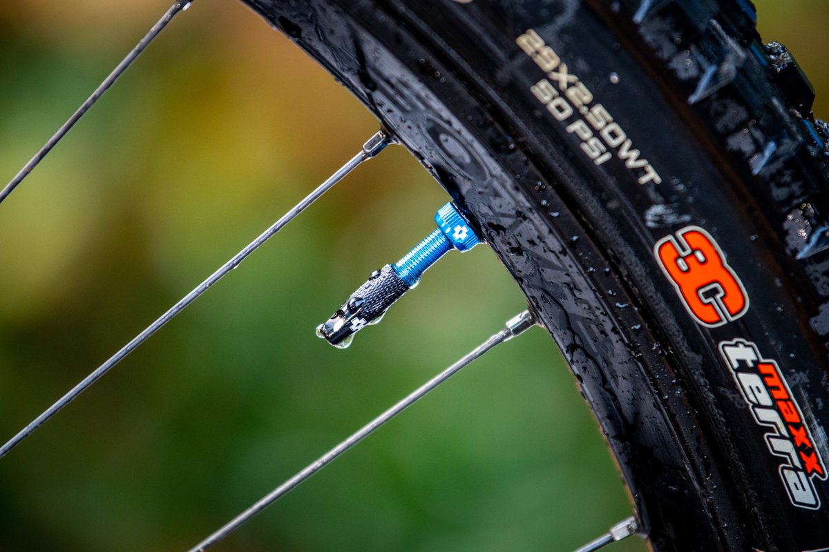 muc_off's tweet photo. Can anyone guess who’s Muc-Off Tubeless Valve this is?

We’re rather into the black and blue combo here; made complete with our built-in Valve Core Removal Tool.

#mucoff #rideuninterrupted #gotubeless #fxxkpunctures https://t.co/n1l9Z3Ha8j