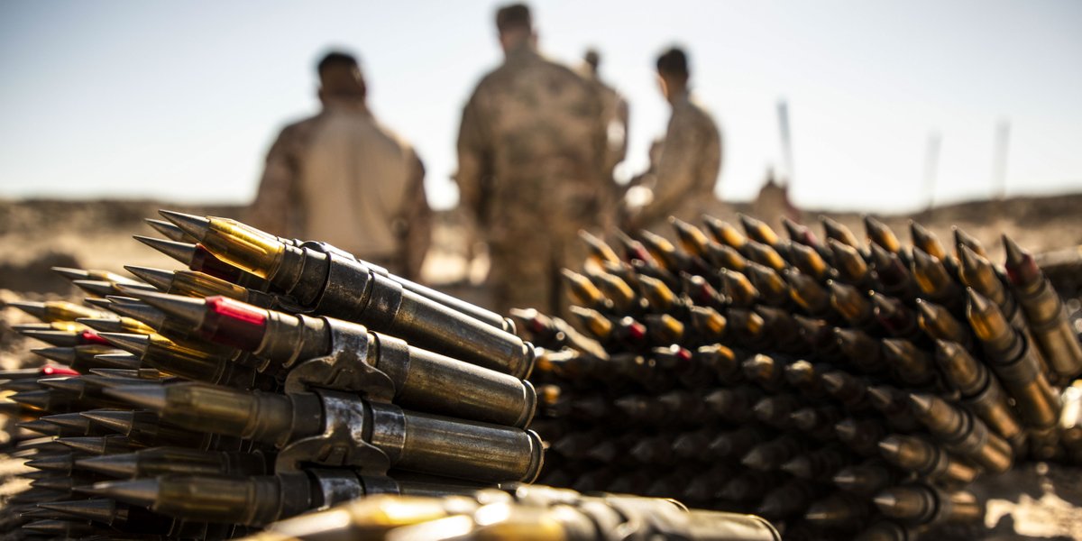 Rounds

Explosive ordnance disposal Marines with @spmagtf_cr_cc 19.2, and @USAirforce Airmen place multiple links of 50-caliber rounds on the ground for properly disposal during a Code-H destruction operation at an EOD range in Kuwait.