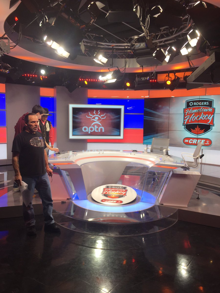 Preparing for our second telecast of Rogers Hometown Hockey in Cree. It airs tomorrow night at 7:00 EST.