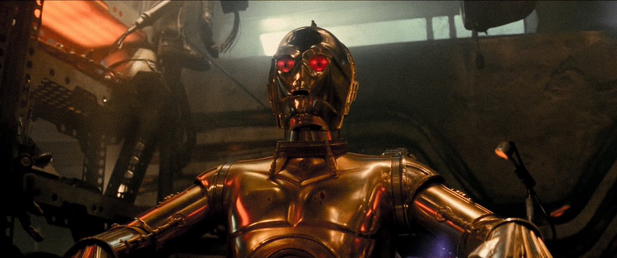 Babu’s workshop seemed too dark in the film. I thought that being a droidsmith he would need lots of light to see properly around the droid parts. So I upped the brightness & shifted the blue tint to a more yellow gold one. Since it’s 3P0’s scene, it features his primary colour.